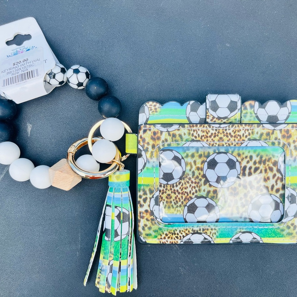 Soccer ⚽️ and leopard 🐆 print keychain and card holder